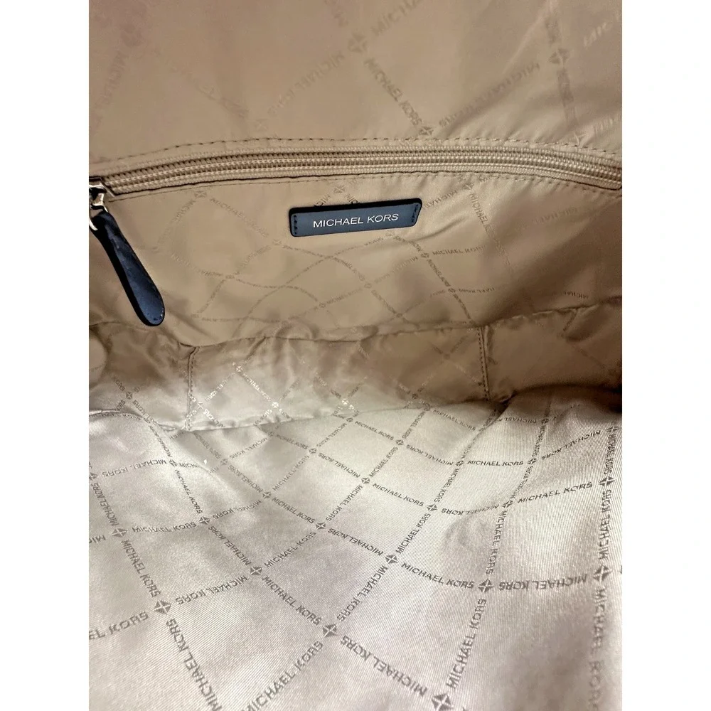 Michael Kors Dover Blue Leather Hobo Purse Shoulder Bag Half Moon